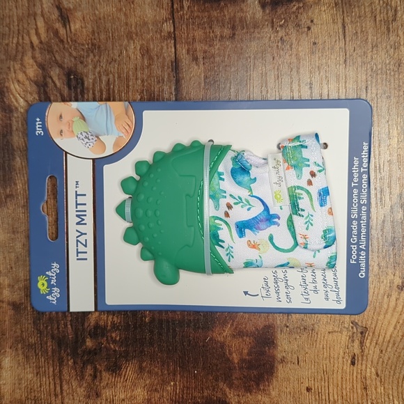 New Itzy Mitzies Teething Mitt- Dinosaur Green - Picture 2 of 5
